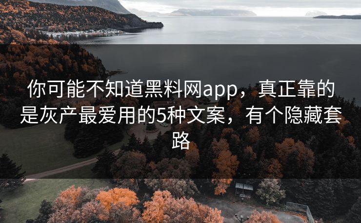 你可能不知道黑料网app，真正靠的是灰产最爱用的5种文案，有个隐藏套路