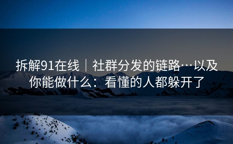 拆解91在线｜社群分发的链路…以及你能做什么：看懂的人都躲开了