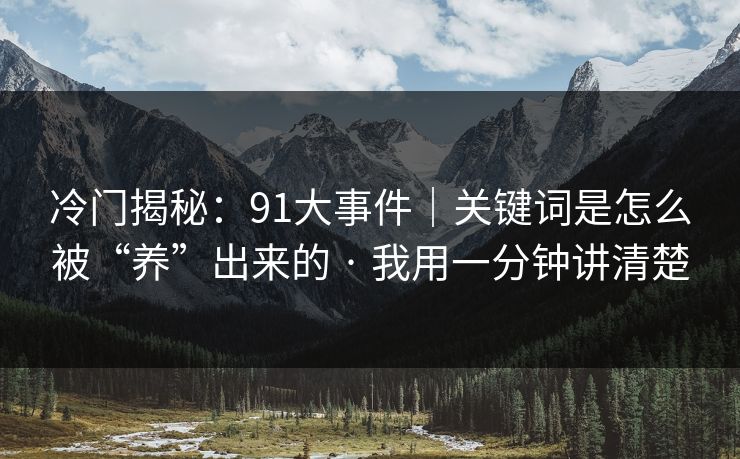 冷门揭秘：91大事件｜关键词是怎么被“养”出来的 · 我用一分钟讲清楚